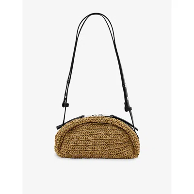 Allsaints Womens Biscuit Brown Noemie Mini Raffia Shoulder Bag In Blue
