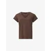Allsaints Womens Bitter Brown Anna V-neck Cotton-jersey T-shirt