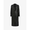 Allsaints Womens Aire Regular-fit Long-line Leather Coat Black In Black