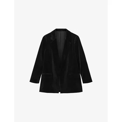 Allsaints Womens  Aleida Single-breasted Velvet Blazer In Black