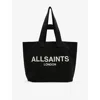 Allsaints Ali Logo-print Cotton-canvas Tote Bag In Black
