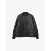 Allsaints Womens Black Alii Quilted Shell Bomber Jacket In Black