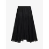 Allsaints Womens Ally Pointed-hem Tulle Midi Skirt Black In Black