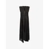Allsaints Womens Black Amala Zip-front Sleeveless Woven Midi Dress In Black