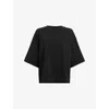 Allsaints Womens Black Amelie Crochet-motif Cotton-jersey T-shirt