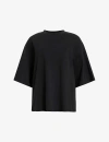 Allsaints Womens Black Amelie Oversized Organic-cotton T-shirt