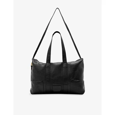 ALLSAINTS WOMENS BLACK ARES LEATHER HOLDALL BAG