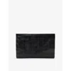 Allsaints Womens Black Bettina Eel-embossed Leather Clutch Bag In Black