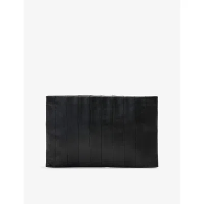 Allsaints Womens Black Bettina Panel Leather Clutch