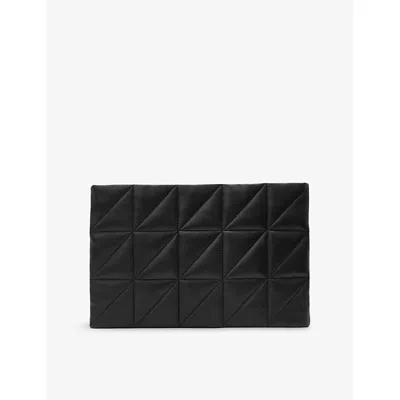 Allsaints Womens  Bettina Quilted Leather Clutch Bag In Black