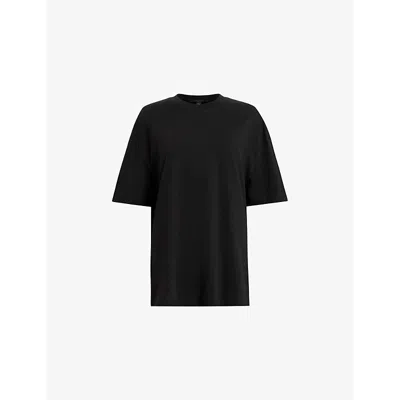 Allsaints Womens Black Branded Relaxed-fit Cotton-jersey T-shirt