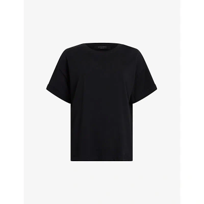Allsaints Womens Black Briar Relaxed-fit Organic-cotton T-shirt