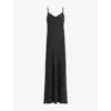 Allsaints Hadley Slip Midi Dress In Black