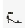 Allsaints Leather Buckled Noir Sandals In Black