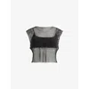 Allsaints Calytrix Sparkle Mesh Crop Top In Black
