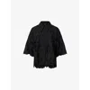 Allsaints Womens Black Charli Floral-embroidered Woven Shirt