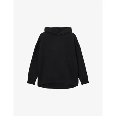 ALLSAINTS WOMENS BLACK CRANEO ETIENNE OVERSIZED COTTON-JERSEY HOODY
