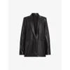 Allsaints Womens Black Deri Single-breasted Leather Blazer In Black