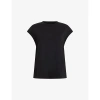 Allsaints Esme Crew Neck Faced Shoulder T-shirt In Black