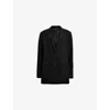 Allsaints Womens Black Essen Single-breasted Stretch-cotton Blazer In Black