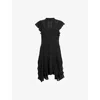 Allsaints Womens Fleur Asymmetric Woven Mini Dress Black In Black