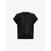 Allsaints Giana Open Stitch Short Sleeve Sweater In Black