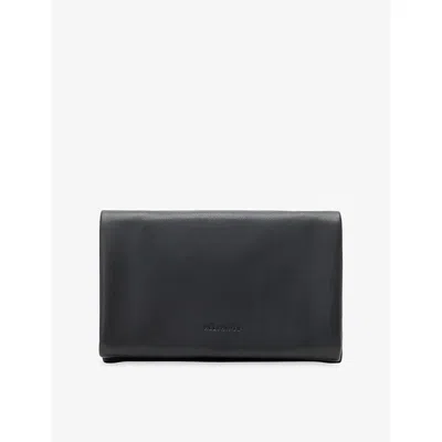 ALLSAINTS WOMENS BLACK HARLUNA LOGO-DEBOSSED LEATHER WALLET
