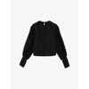 Allsaints Hart Lace Embroidered Bishop Sleeve Top In Black