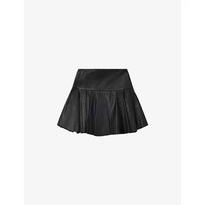 Allsaints Womens  Irina Zip-up Leather Mini Skirt In Black