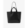 Allsaints Womens Black Izzy Branded Leather Tote Bag In Black