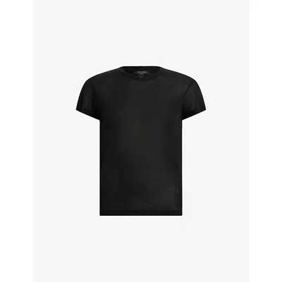 Allsaints Womens Black June Round-neck Short-sleeve Woven T-shirt
