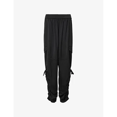 Allsaints Womens  Kaye Ruched Satin Trousers In Black