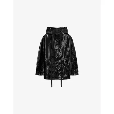 ALLSAINTS WOMENS BLACK KELSIE SHINE HOODED WOVEN JACKET