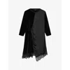 Allsaints Womens Black Lana Lace-trim Cotton-velvet Mini Dress In Black