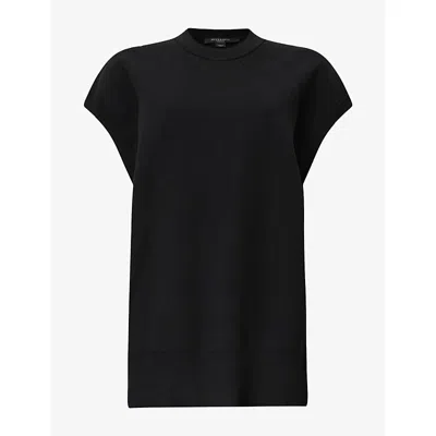 Allsaints Womens Leia Harley Pleated Woven Midi Dress Black