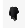 Allsaints Womens Black Lenny Round-neck Lace-embroidered Cotton T-shirt In Black
