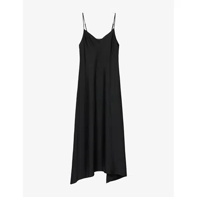 Allsaints Womens Black Leona V-neck Woven Maxi Dress