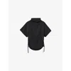 Allsaints Womens Black Leslie Drawstring-sides Satin Top In Black