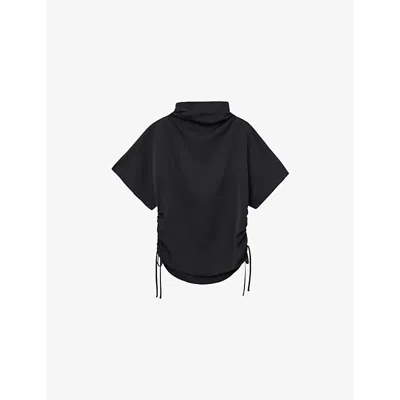 Allsaints Womens Black Leslie Drawstring-sides Satin Top