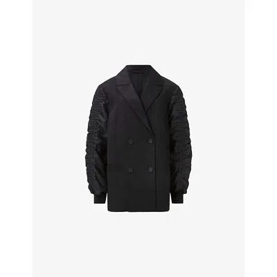 ALLSAINTS WOMENS BLACK LORNA COTTON AND SHELL BLAZER JACKET