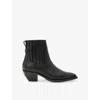 Allsaints Womens Black Marcie Leather Ankle Boots Eur 39 / 6 Uk In Black
