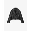 Allsaints Womens Black Masone Notched-collar Leather Biker Jacket Xs In Black