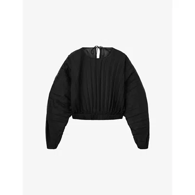 ALLSAINTS WOMENS ALLSAINTS MICAELA PLEATED SHEER WOVEN TOP