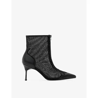 Allsaints Womens Natasha Leather And Mesh Ankle Boots Black Eur 36 / 3 Uk