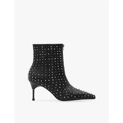 Allsaints Womens Natasha Studded Leather Ankle Boots Black Eur 37 / 4 Uk In Animal Print