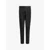 Allsaints Womens Black Nellie Pleated Tapered-leg Mid-rise Stretch-woven Trousers In Black