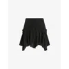 Allsaints Womens Black Pamela Shirred-waist Stretch-woven Mini Skirt