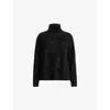 Allsaints Rebel Brushed Cashmere Roll Neck Jumper In Black