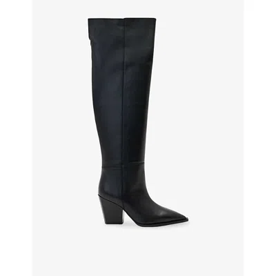 Allsaints Womens  Reina Leather Knee-high Boots In Black