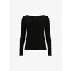 Allsaints Womens Black Rina Long-sleeve Scoop-neck Jersey T-shirt